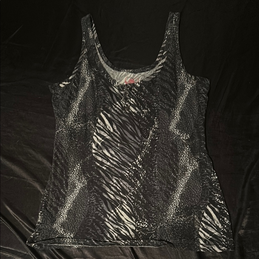 Black and Gray Animal Print Tank Top
